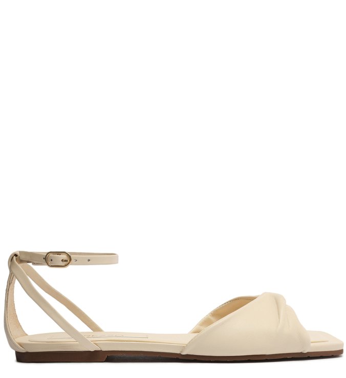 Sandália Rasteira Off-White Couro Torcida