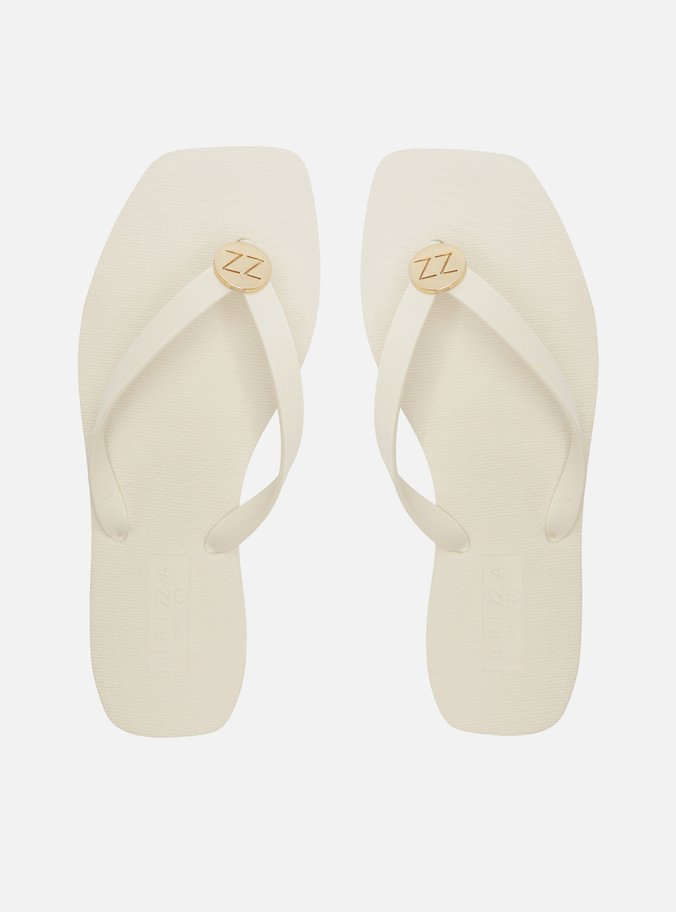 Chinelo Branco Essential Metal ZZ Bico Quadrado