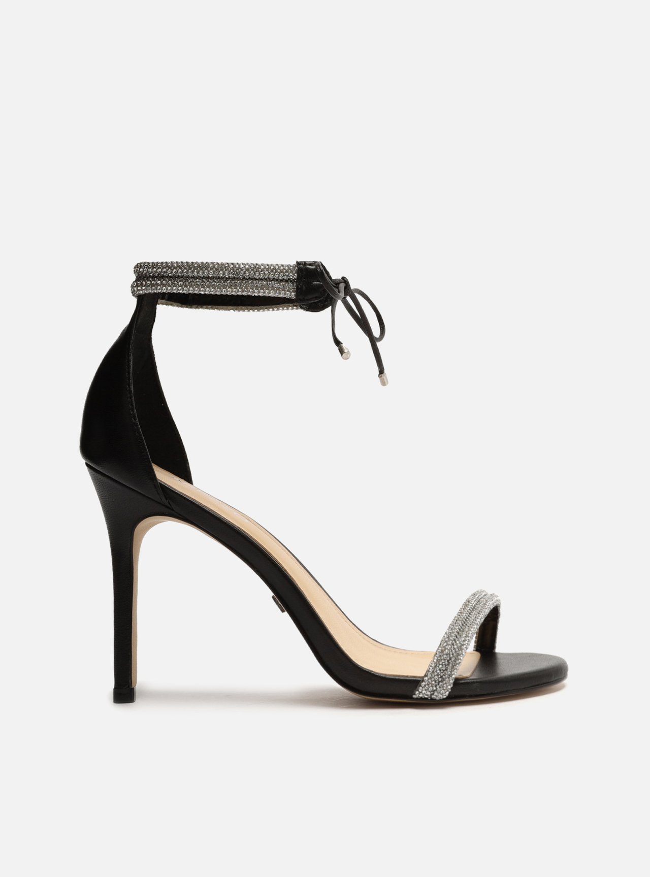 Sandalia de cheap salto fino preta