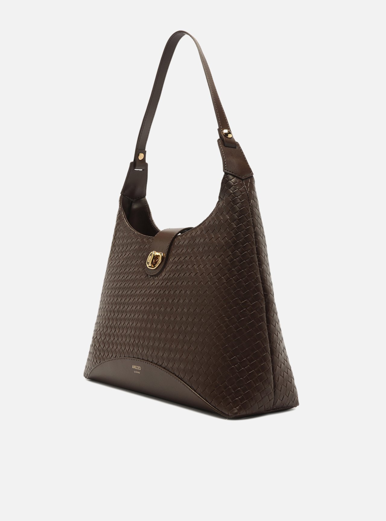 Bolsa Hobo Marrom Escuro Grande Tressê Metal Orgânico — foto 2
