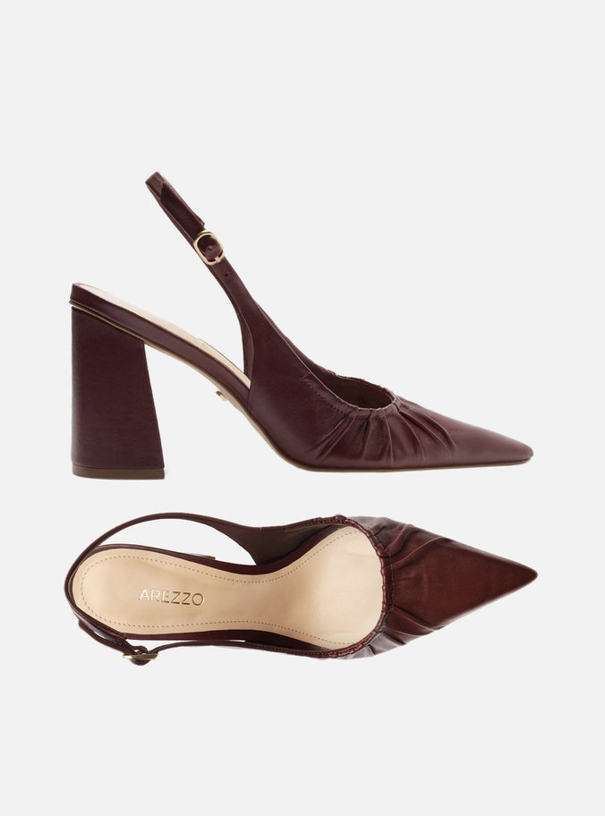 Scarpin Vermelho Couro Salto Alto Slingback