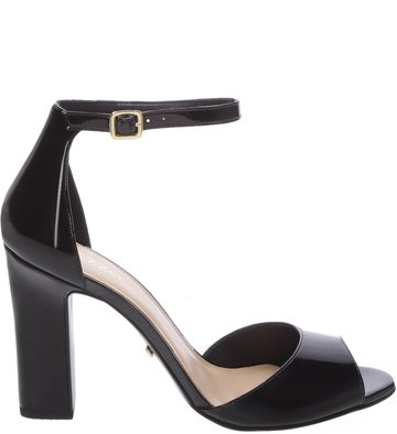 Sandália Verniz Peep Toe Slim Preta