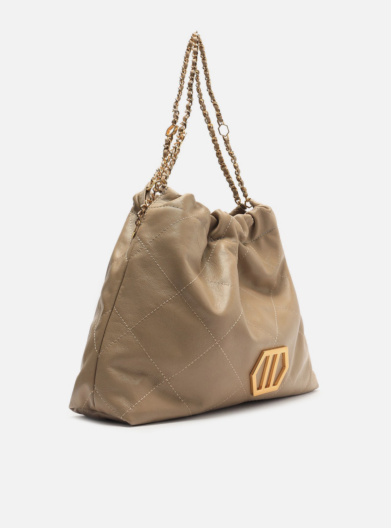 Bolsa Hobo Cinza Couro Esther Grande — foto 5