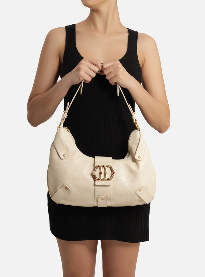 Bolsa Hobo Off White Couro Grande Metal Sextavado