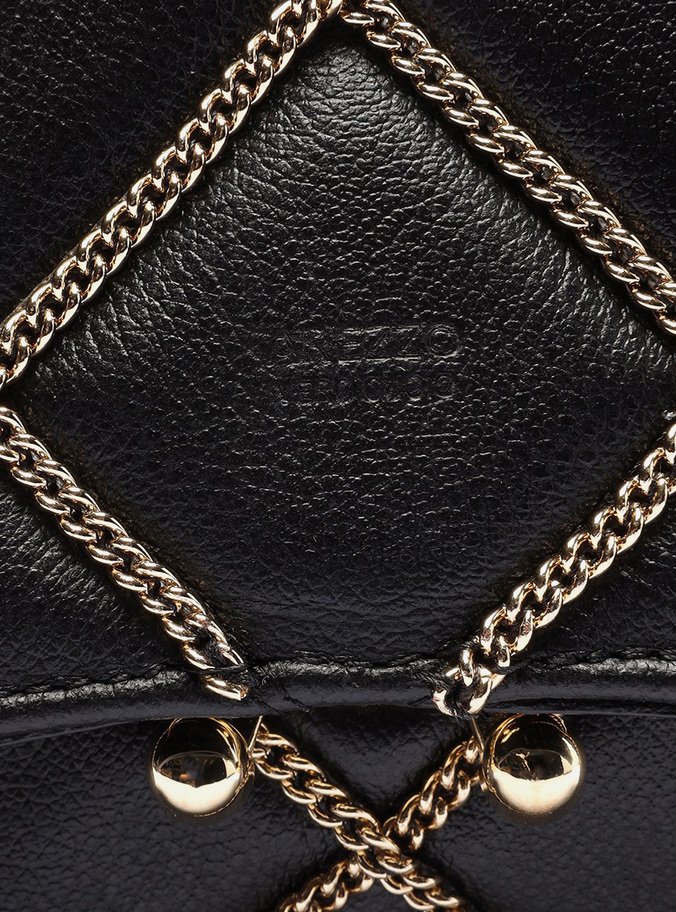 Bolsa Tiracolo Preta Correntes Couro Mizz Pequena