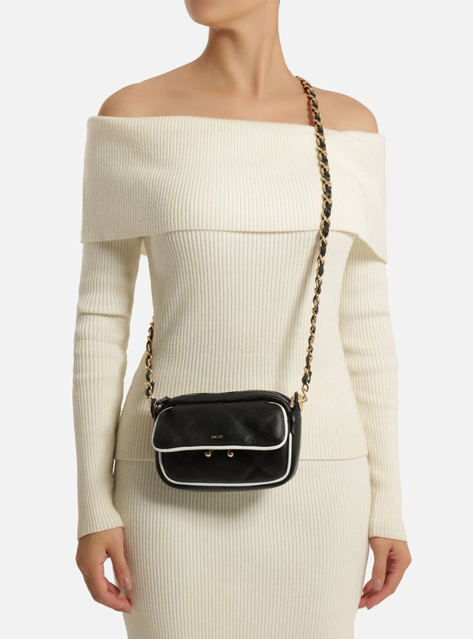Mini Bag Tiracolo Preta Couro Mizz Duo