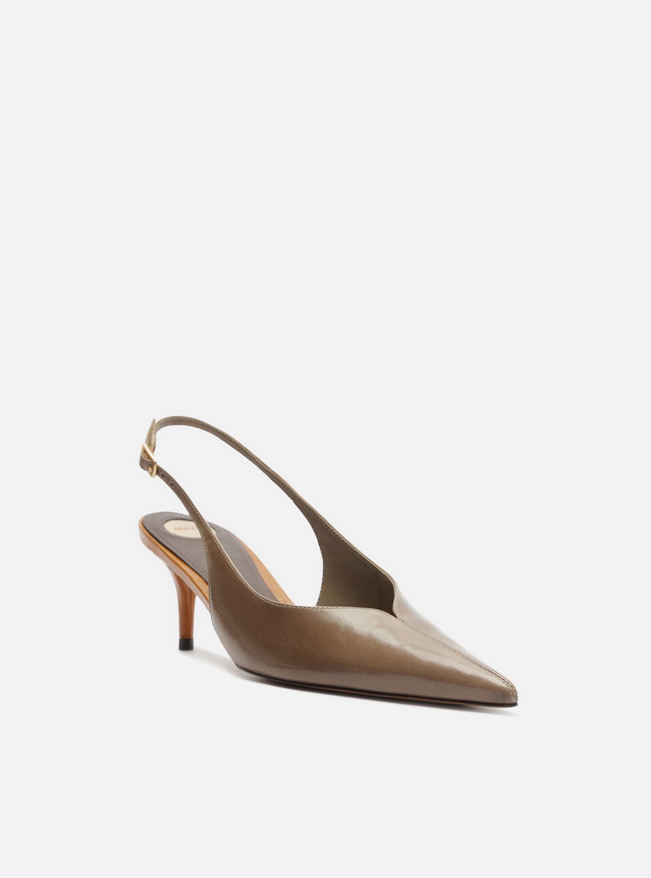 Scarpin Cinza Couro Salto Fino Slingback — foto 2