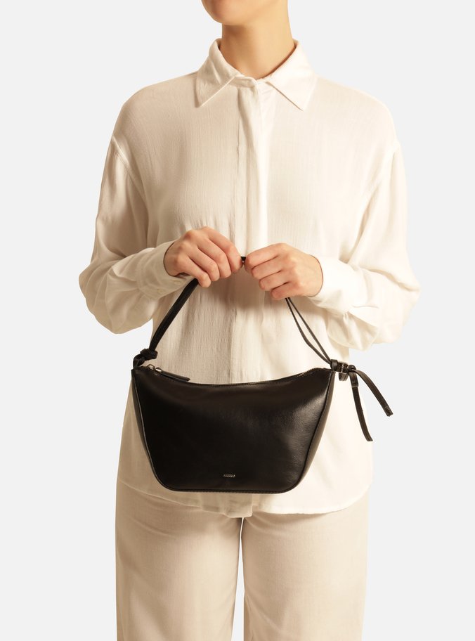 Bolsa Tiracolo Preta Couro Pequena Alças Mix