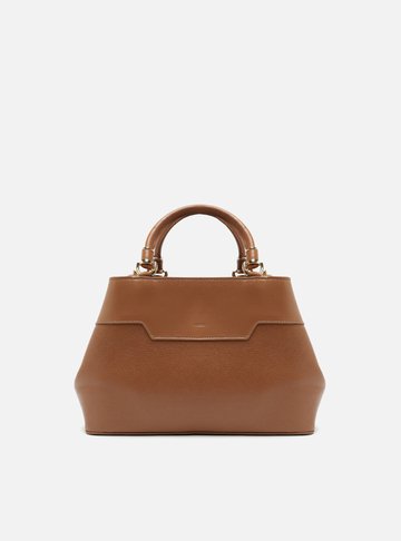 Bolsa Tote Marrom Couro Média Recorte