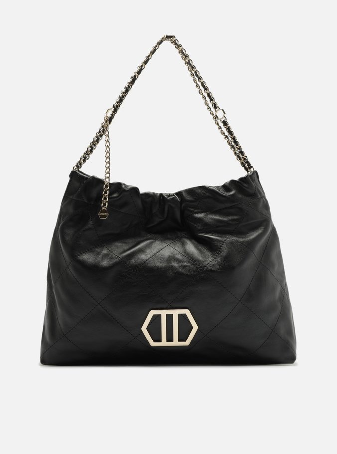 Bolsa Hobo Preta Couro Esther Grande