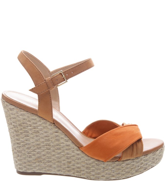 Sandália Nobuck Wedge Natural Tan