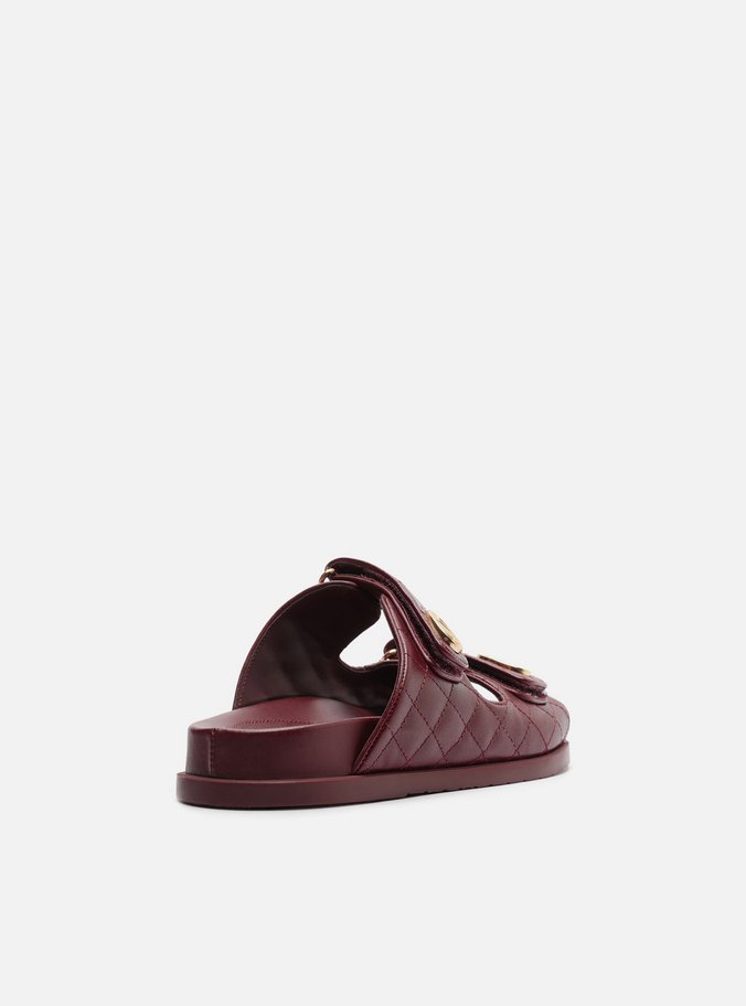 Rasteira Vermelha Couro Matelassê Velcro