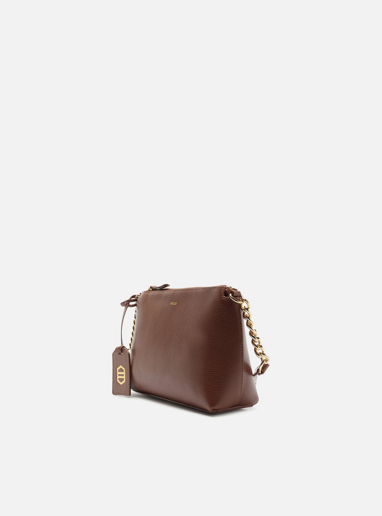 Bolsa Tiracolo Marrom Couro Pequena Corrente — foto 2
