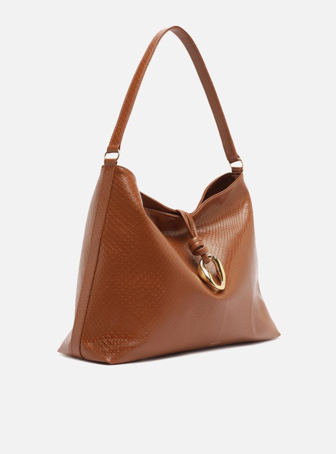 Bolsa Tiracolo Envernizada Marrom Grande