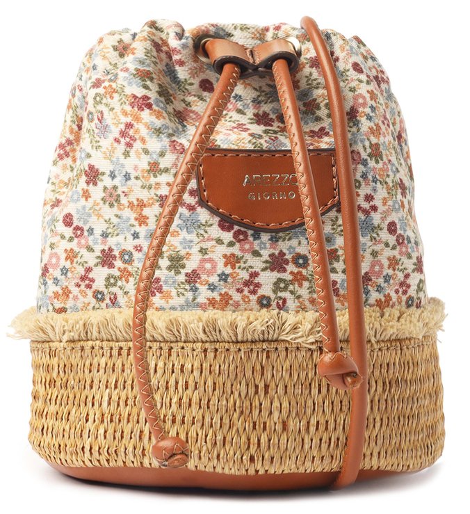 Bucket Floral Tecido Palha Cecilia Pequena