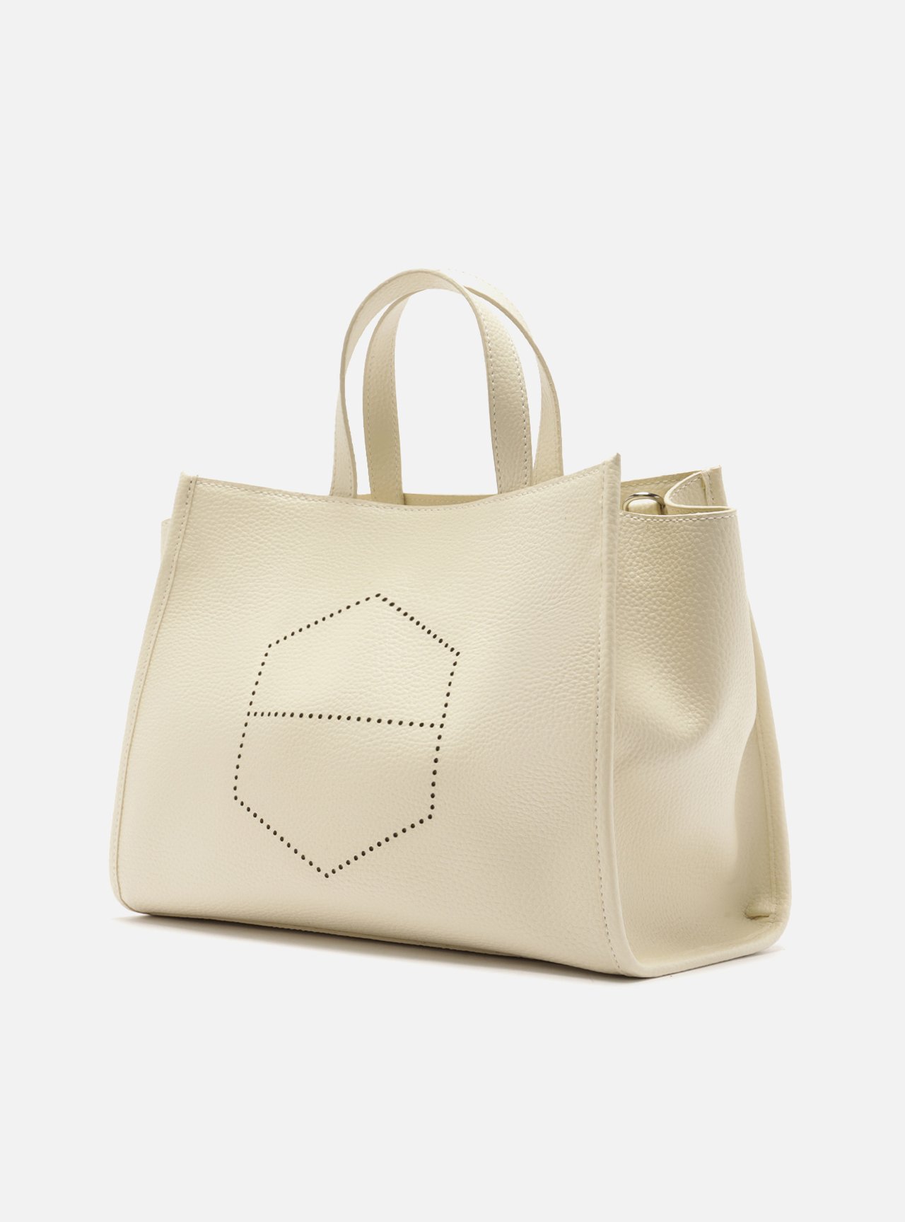 Bolsa Off White Couro Média Metais — foto 2