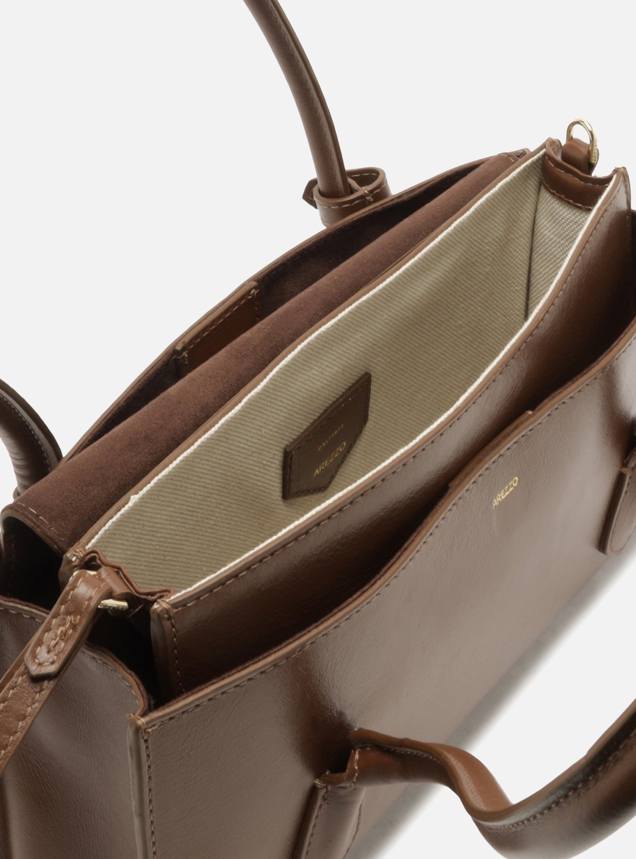 Bolsa Shoulder Marrom Couro Média Alça Corrente — foto 4