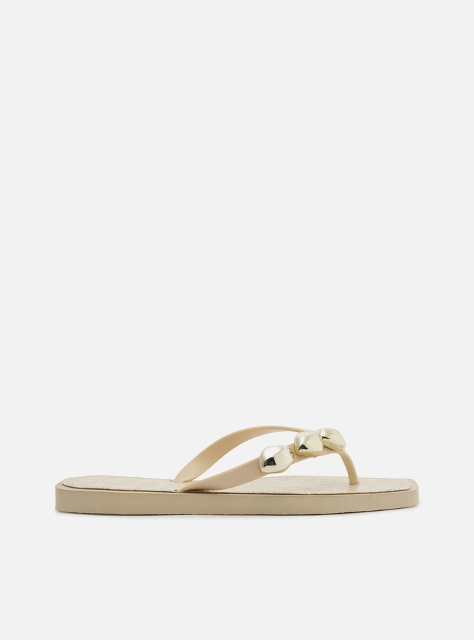 Chinelo de Dedo Branco Croco Square Metais