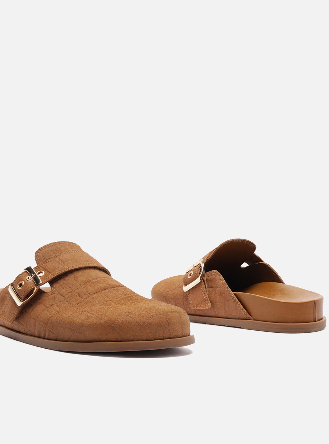 Mule Clog Marrom Acamurçada Croco Fivela — foto 4