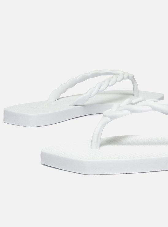 Chinelo Bico Quadrado Trançado Branco Brizza Plural