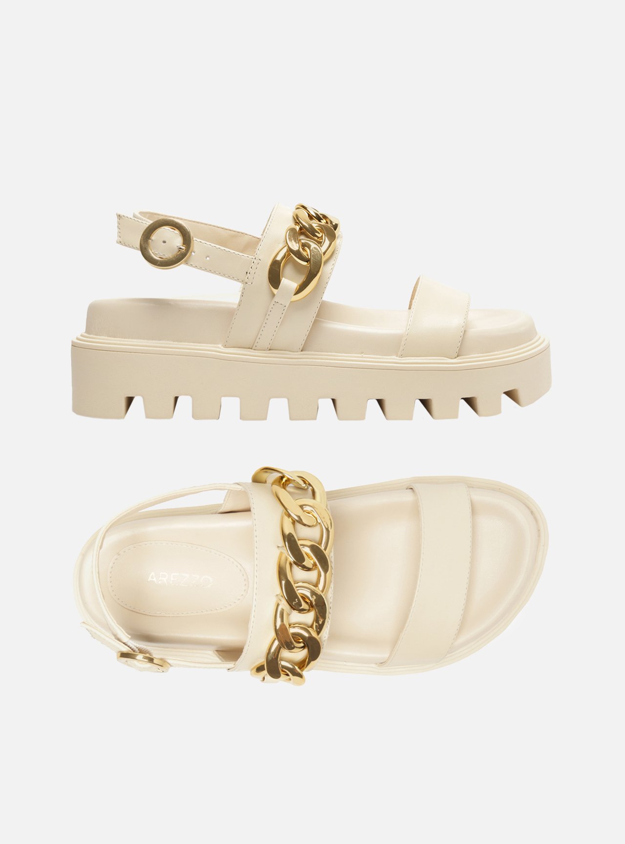 Sandália Off-White Couro Flatform Tratorada Corrente — foto 5
