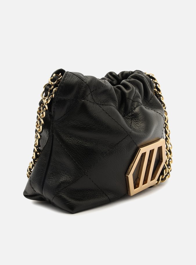 Bolsa Tiracolo Preta Couro Esther Pequena