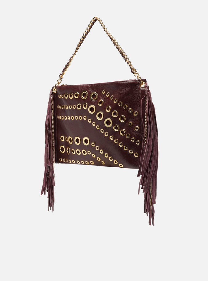 Bolsa Tiracolo Vermelha Couro Grande Franjas