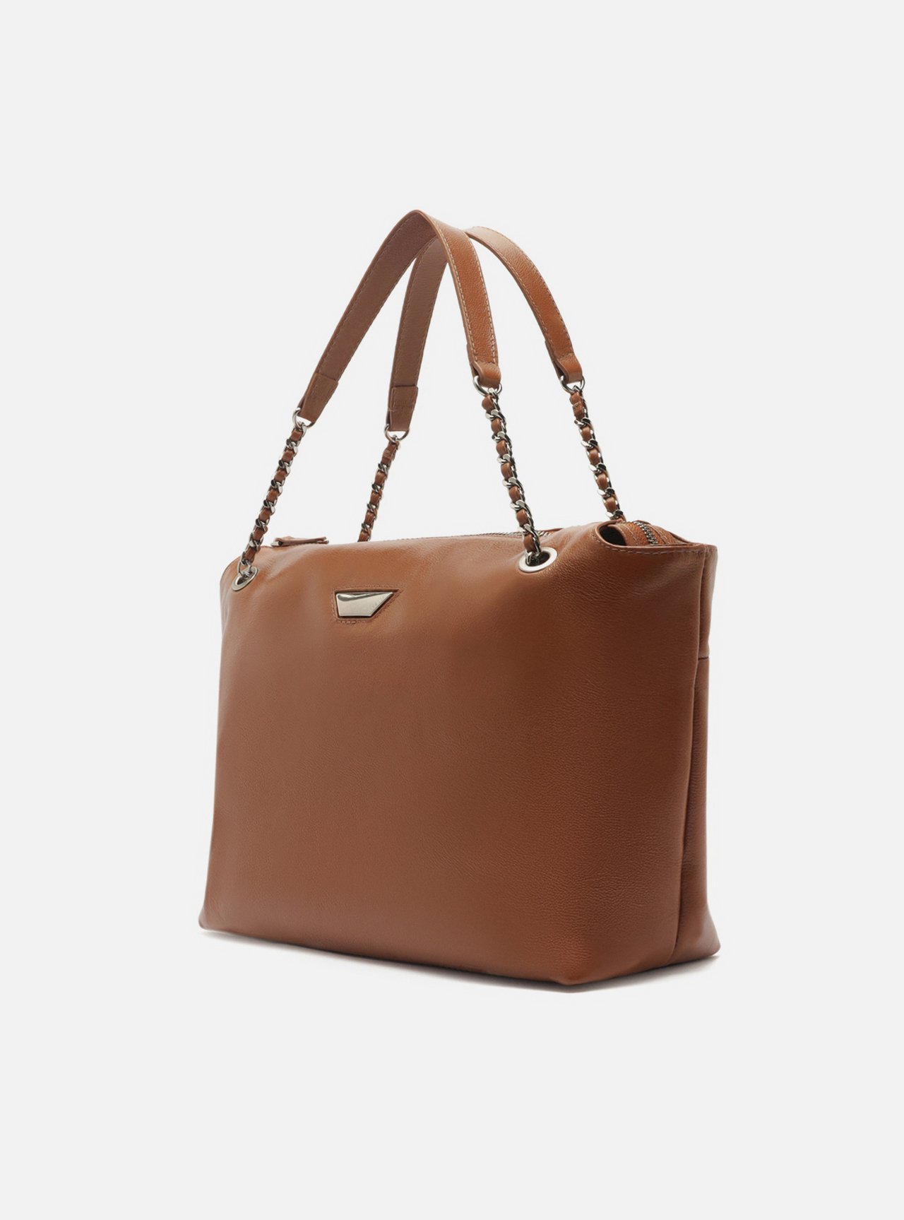 Bolsa Shopping Marrom Couro Grande Metal — foto 2