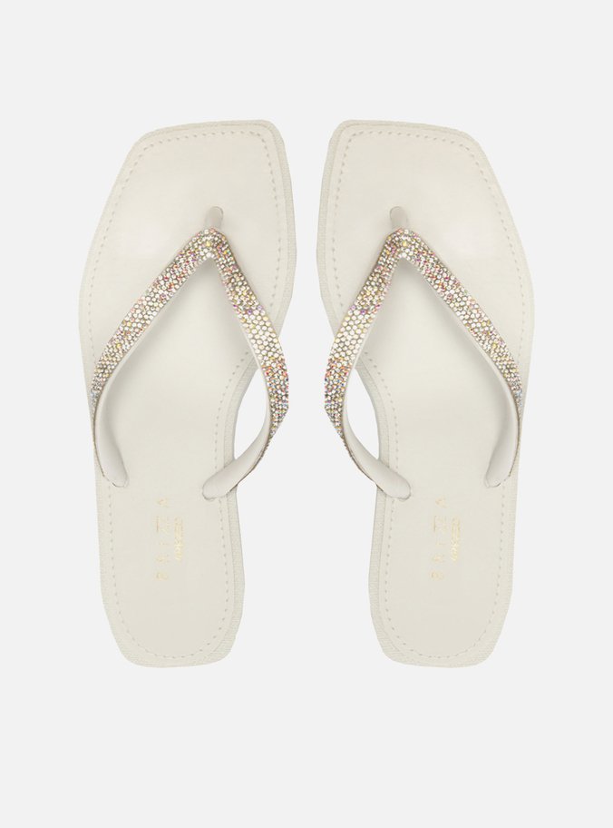 Chinelo de Dedo Branco Recouro Square Strass