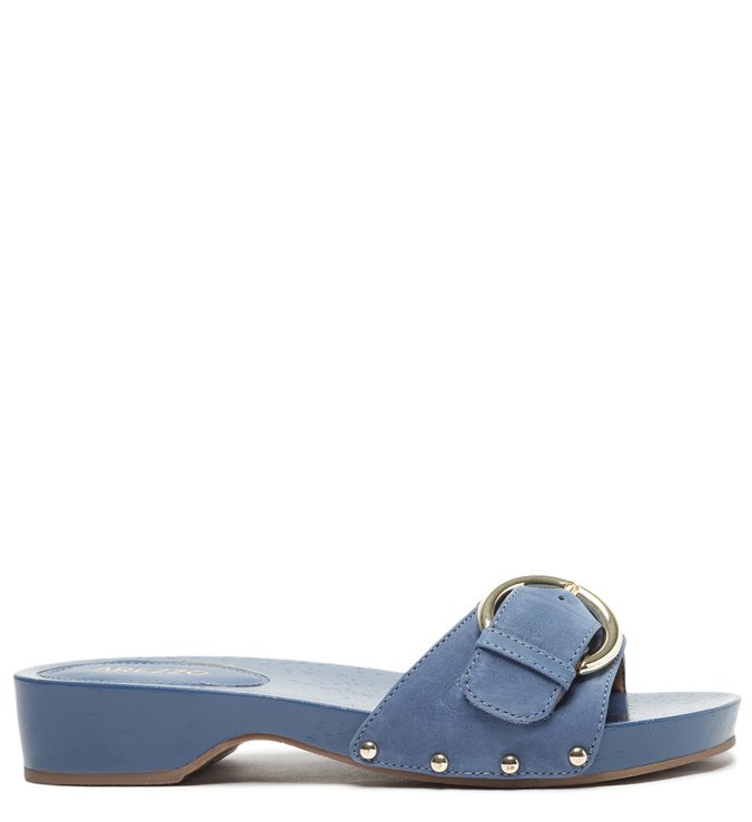 Clog Azul Couro Aberto