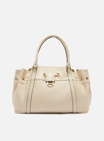 Bolsa Shopping Branca Couro Alicia Média