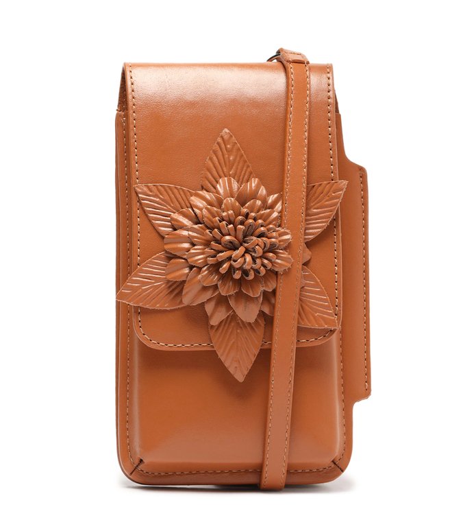 Mini Bolsa Porta-Celular Marrom Couro Frida