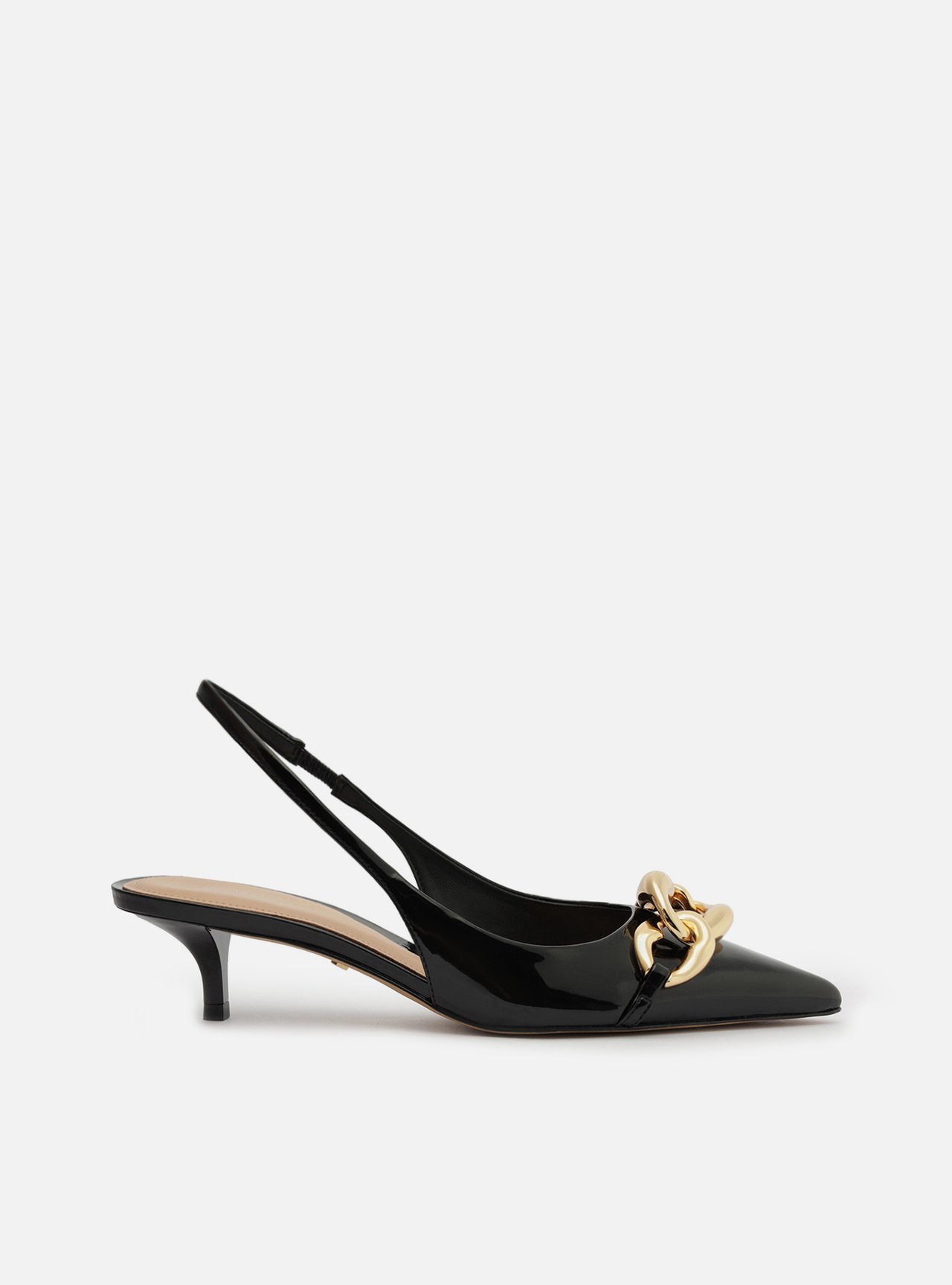 Scarpin Preto Salto Kitten Slingback Elos — foto 1