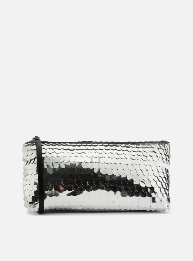 Clutch Prata Média Maxi Paetês