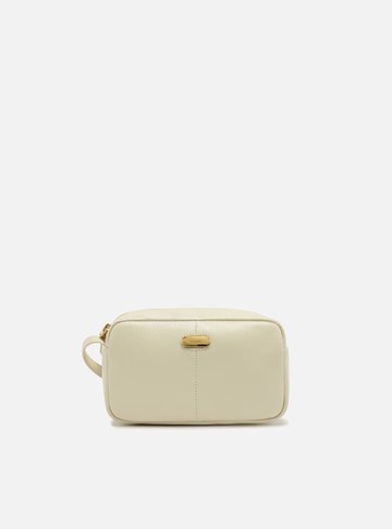 Bolsa Tiracolo Branca Couro Pequena Tag Metal