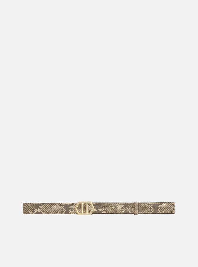 Cinto Cinza Snake Médio Fivela Hexagonal