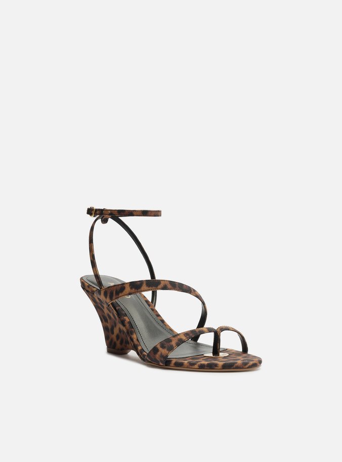 Sandália Animal Print Salto Anabela Curvo Tiras