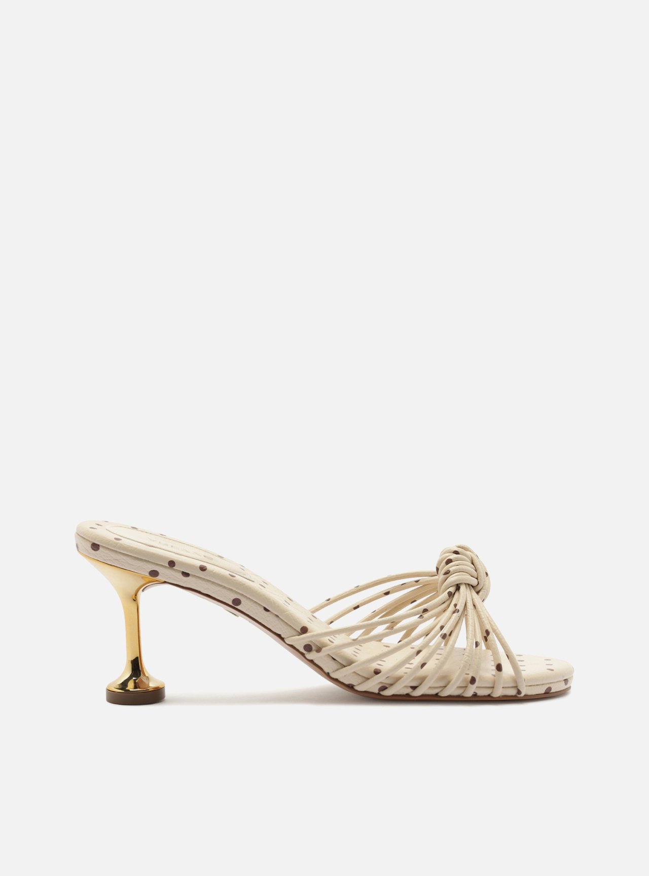 Mule Off White Poá Salto Médio Taça Dourado — foto 1