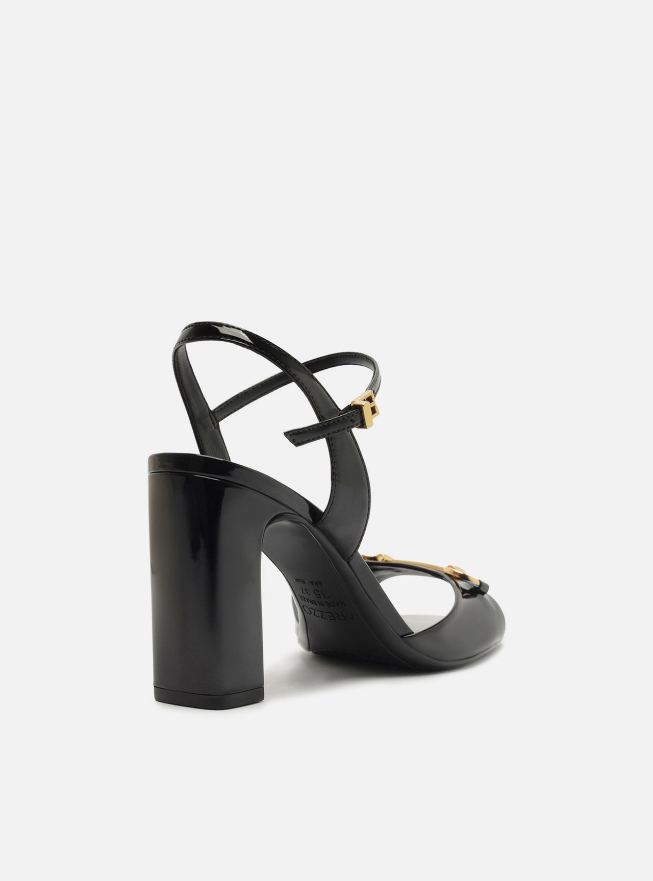 Sandália Preta Verniz Salto Bloco Slingback Bridão — foto 3
