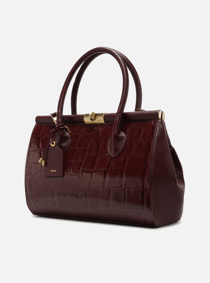 Bolsa Tote Vinho Couro Maxi Croco Grande