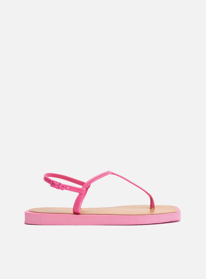 Sandália Rasteira Rosa Slim Square Brizza