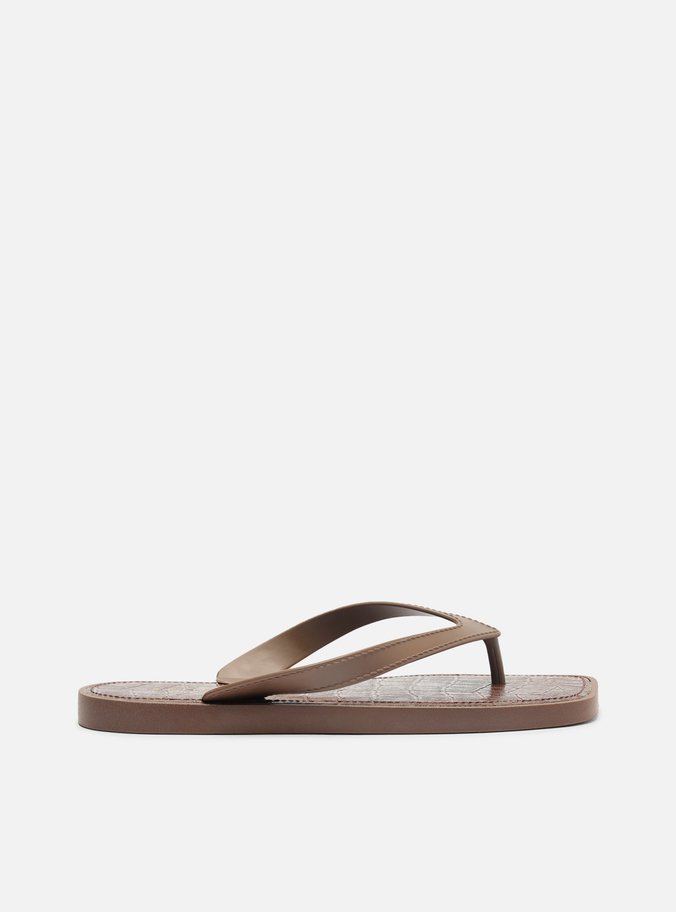 Chinelo de Dedo Marrom Croco Rivieira Square