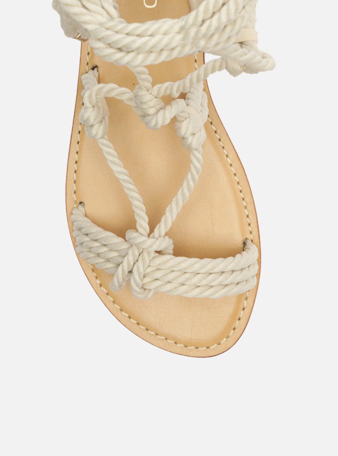 Sandália Rasteira Off-White Amarração Cordões
