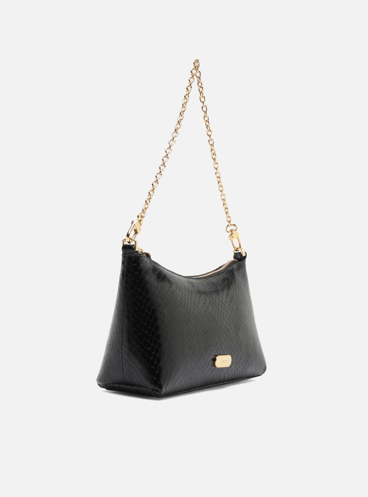 Bolsa Shoulder Preta Couro Média Snake Corrente — foto 5