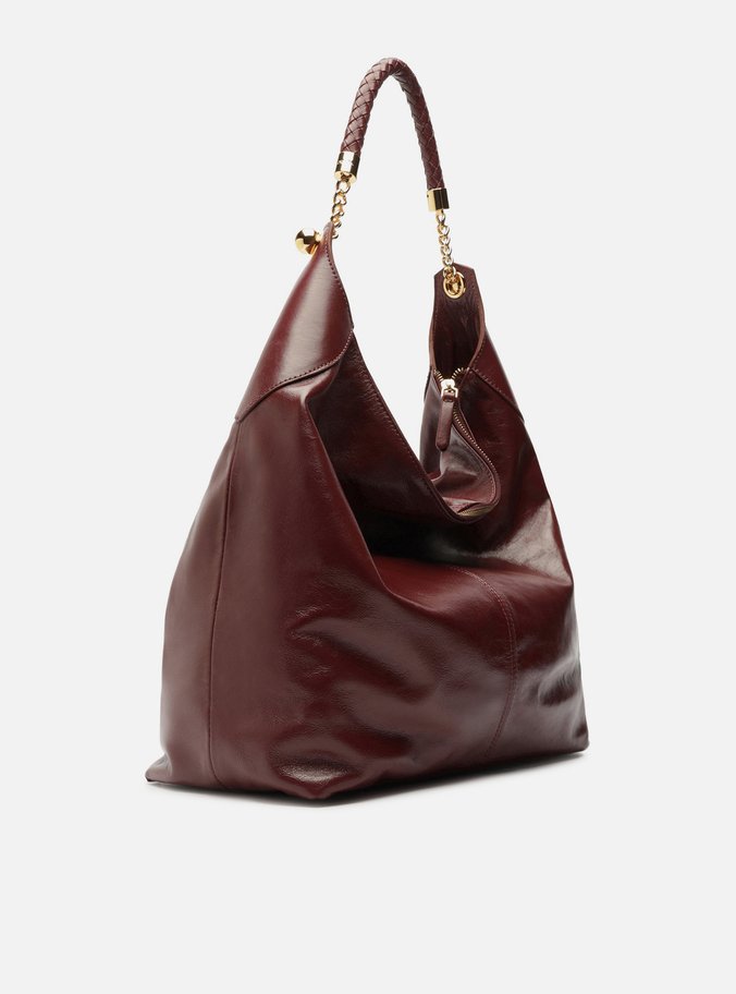 Bolsa Hobo Vinho Couro Grande Alça Trança