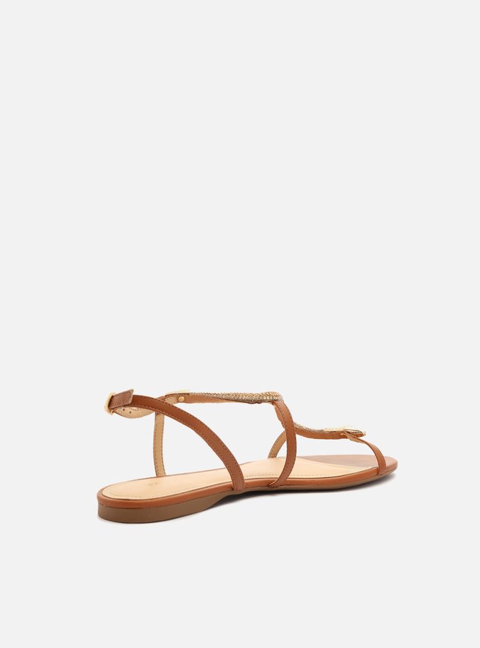 Rasteira Marrom Tira Curva Pedraria Snake