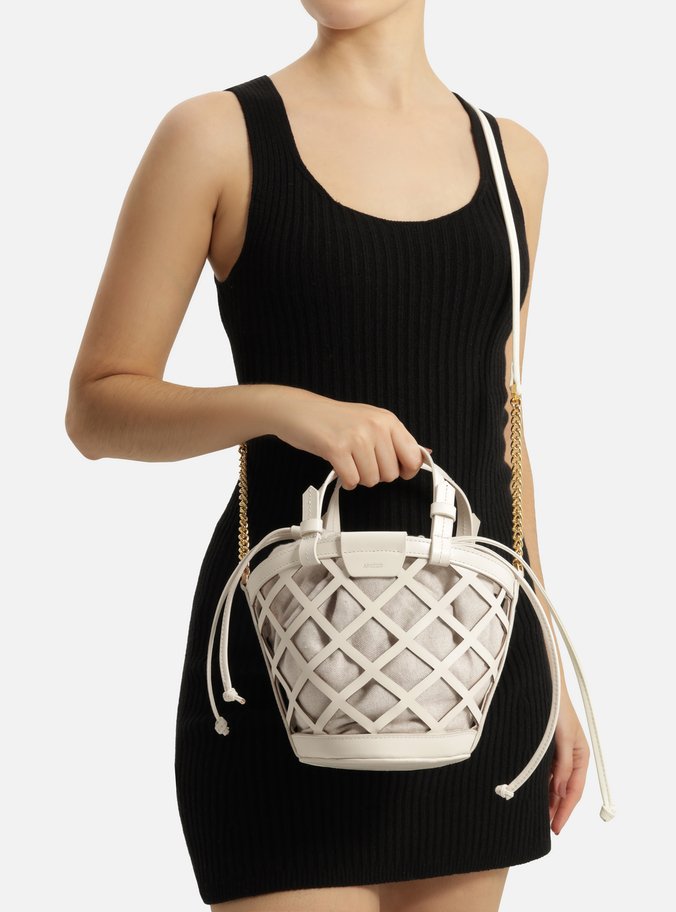 Bolsa Tiracolo Branca Couro Pequena Vazada Mel