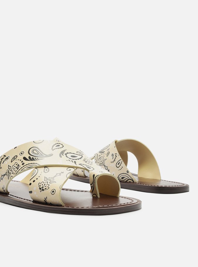 Rasteira Amarela Paisley Tiras Largas Livia