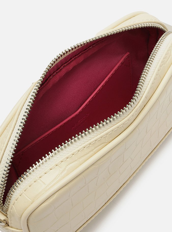 Bolsa Tiracolo Branca Croco Clara Pequena