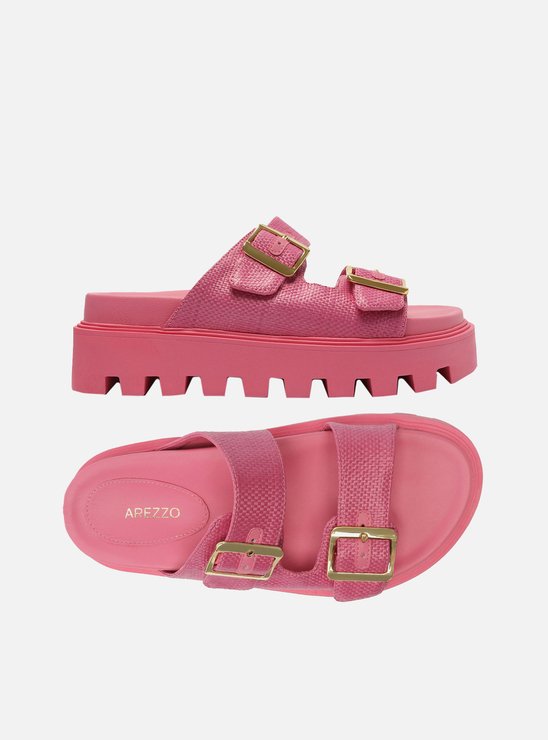 Sandália Papete Rosa Flatform Tratorada